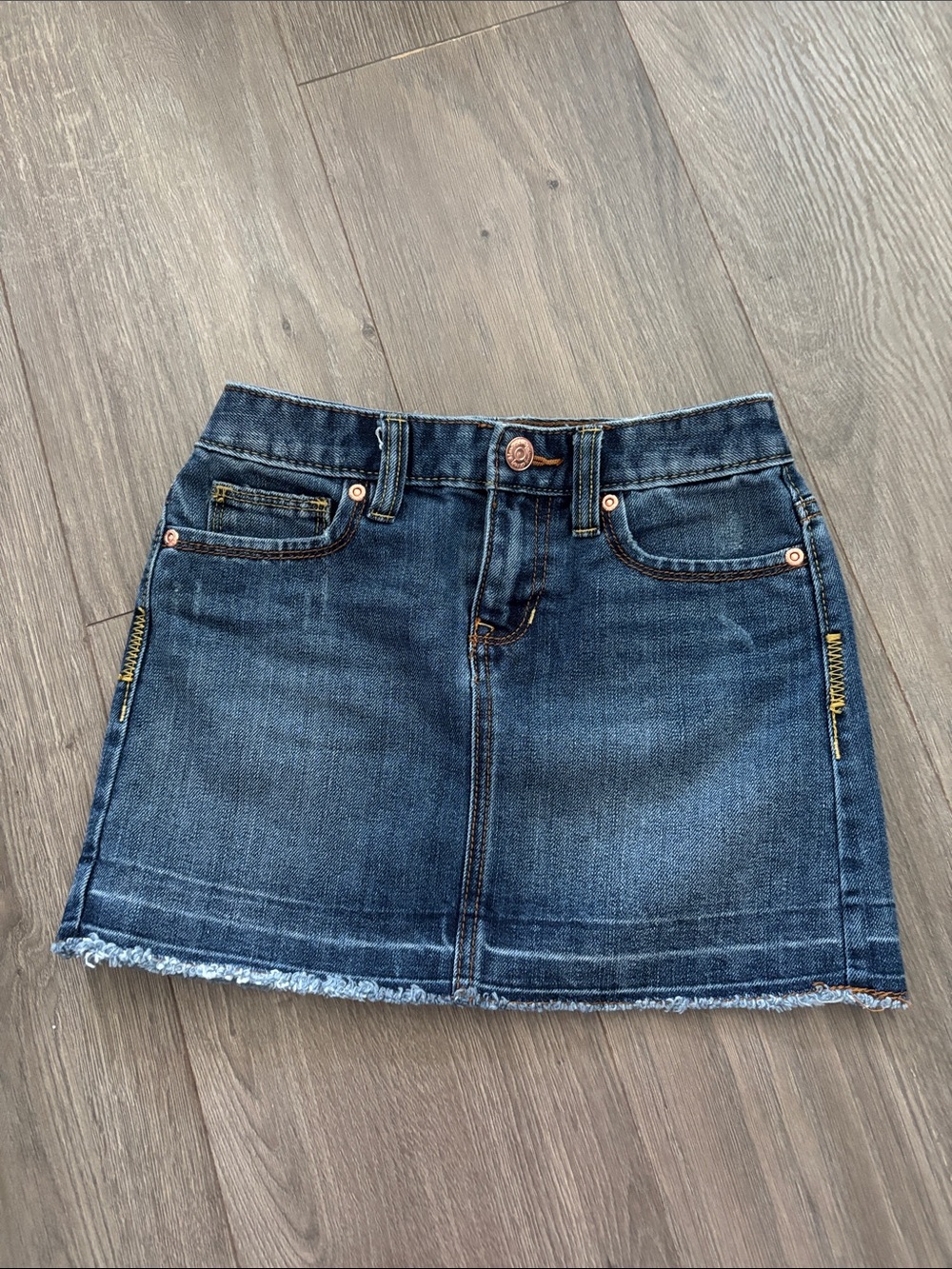 Old Navy Dark Denim Frayed Hem Girls' Skirt